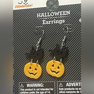 🔴 3/$12 Halloween Black and Orange Cat/Pumpkin Earrings! NEW!